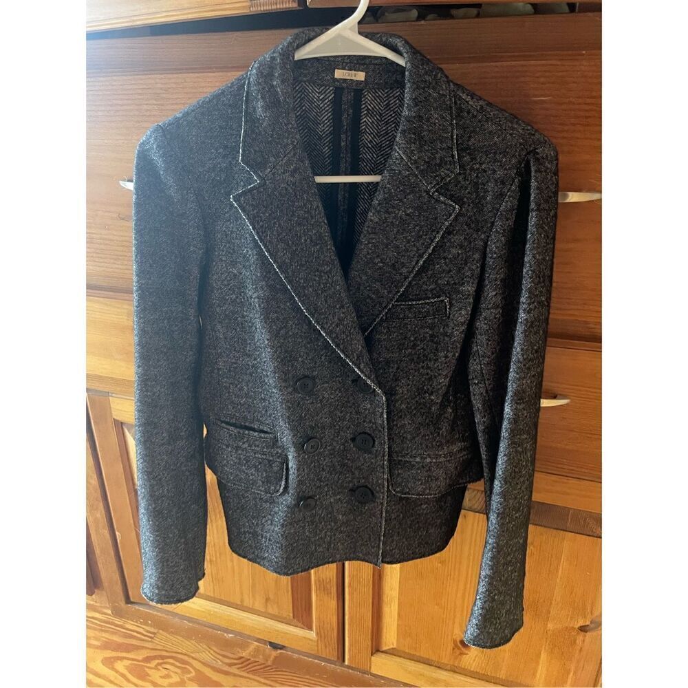 J. Crew Wool Blend Blazer Jacket Sz 10 Double Breasted Button Y2K Academia